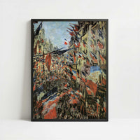 Rue Montorgeuil with Flags (1878) by Claude Monet – Art Print - Art print in black frame