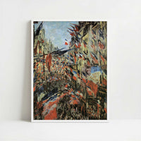Rue Montorgeuil with Flags (1878) by Claude Monet – Art Print - Art print in white frame