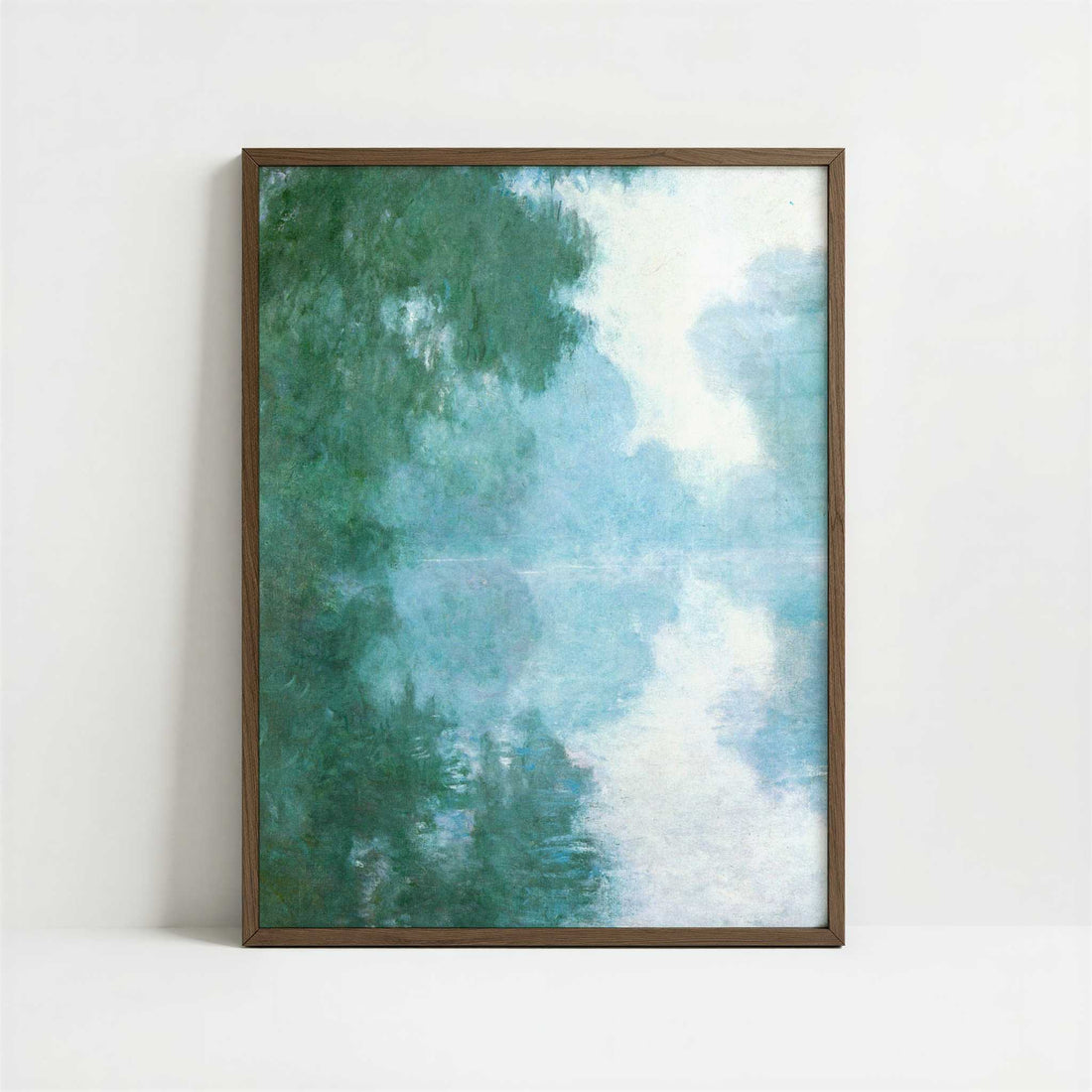 Seine at Giverny, Morning Mists (1897) by Claude Monet – Art Print - Art print in dark wood frame