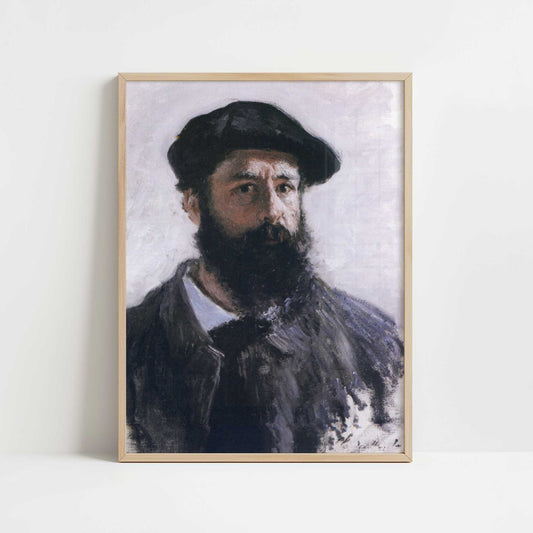 Self-portrait in Beret (1886) by Claude Monet – Art Print - Art print in oak frame