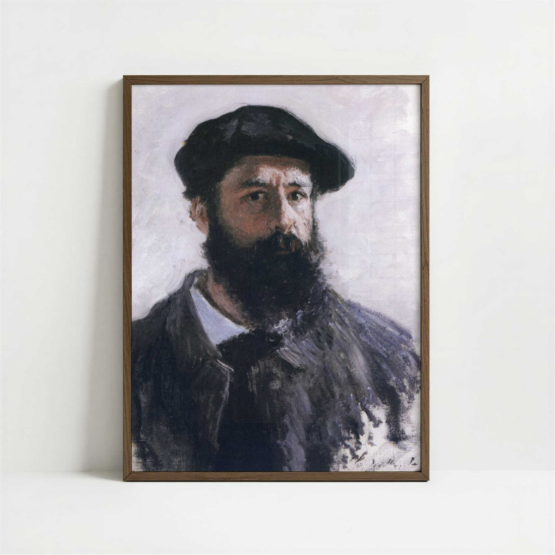 Self-portrait in Beret (1886) by Claude Monet – Art Print - Art print in dark wood frame