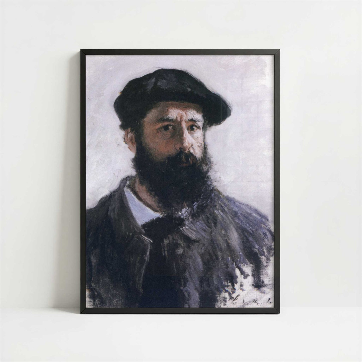 Self-portrait in Beret (1886) by Claude Monet – Art Print - Art print in black frame