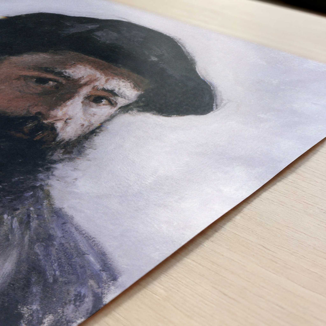 Self-portrait in Beret (1886) by Claude Monet – Art Print - Close-up detail of the art print