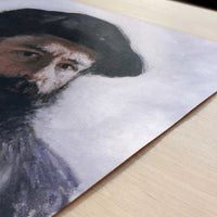 Self-portrait in Beret (1886) by Claude Monet – Art Print - Close-up detail of the art print