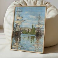 Ships Riding on the Seine at Rouen (1872) by Claude Monet – Art Print - Interior inspiration