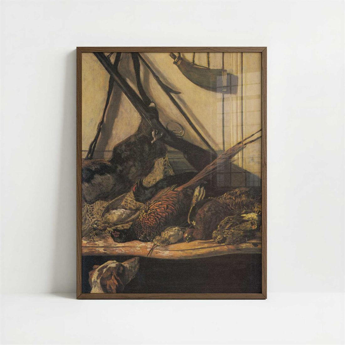 Sporting Prizes (1862) by Claude Monet – Art Print - Art print in dark wood frame