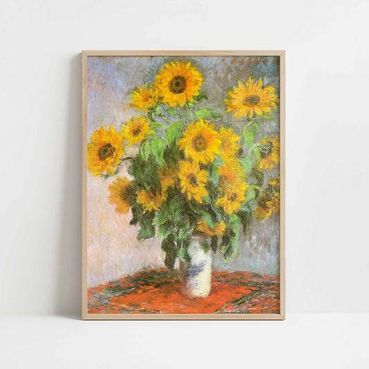 Sunflowers (1881) by Claude Monet – Art Print - Art print in oak frame