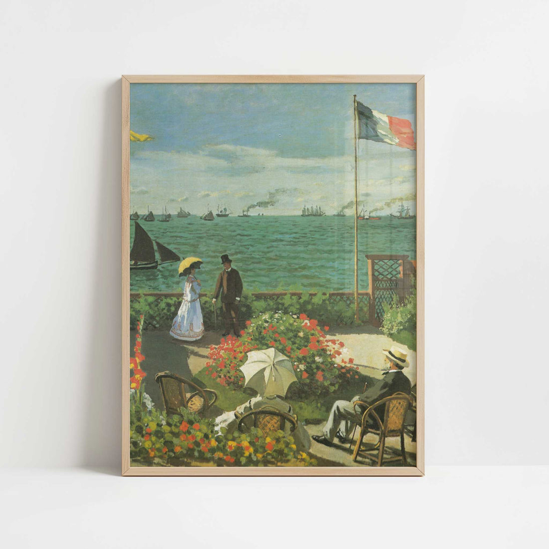 Terrace at Sainte-Adresse (1866) by Claude Monet – Art Print - Art print in oak frame