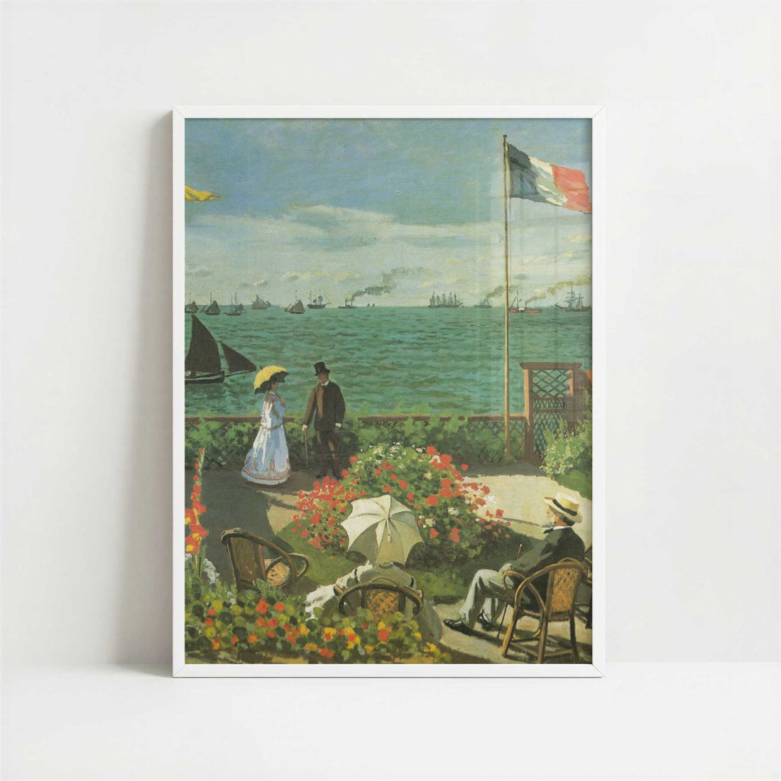 Terrace at Sainte-Adresse (1866) by Claude Monet – Art Print - Art print in white frame