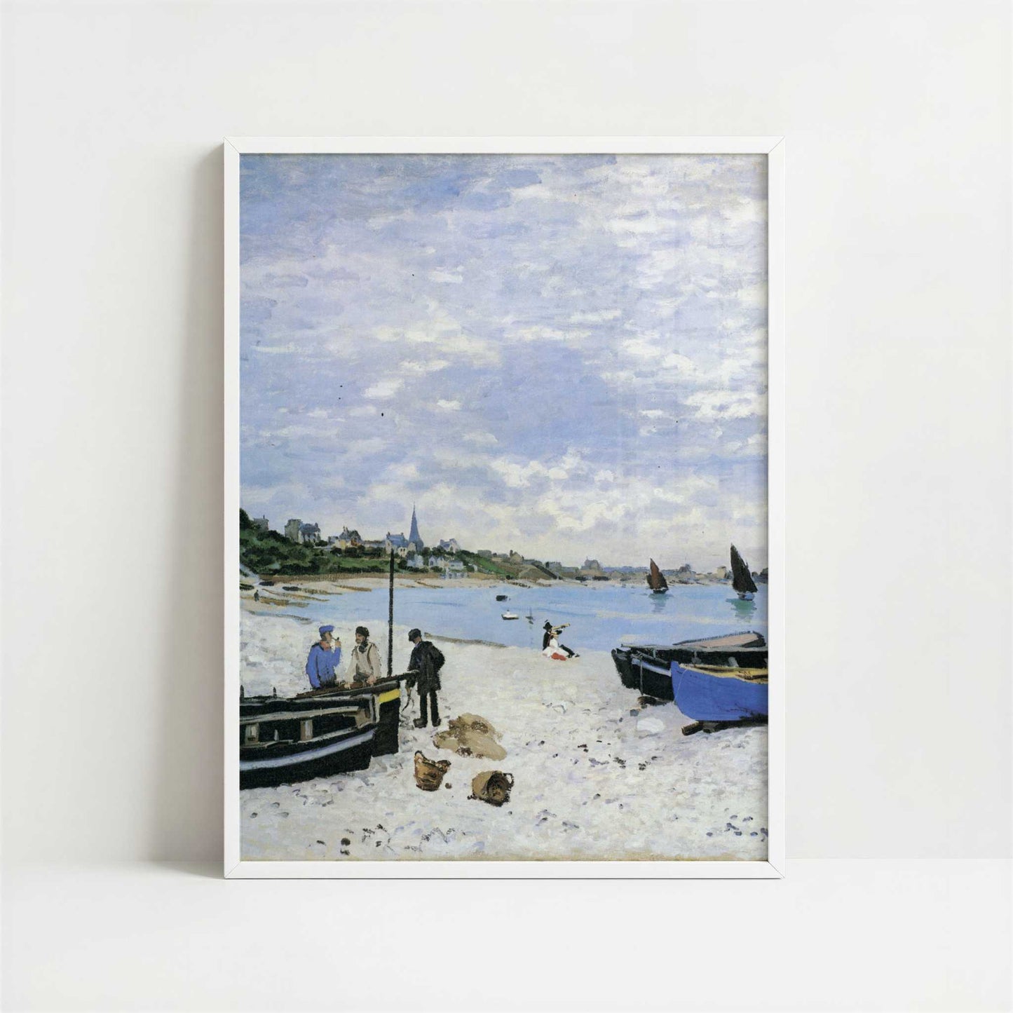 The Beach at Sainte-Adresse (1867) by Claude Monet – Art Print - Art print in white frame