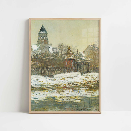 The Church at Vétheuil (1879) by Claude Monet – Art Print - Art print in oak frame