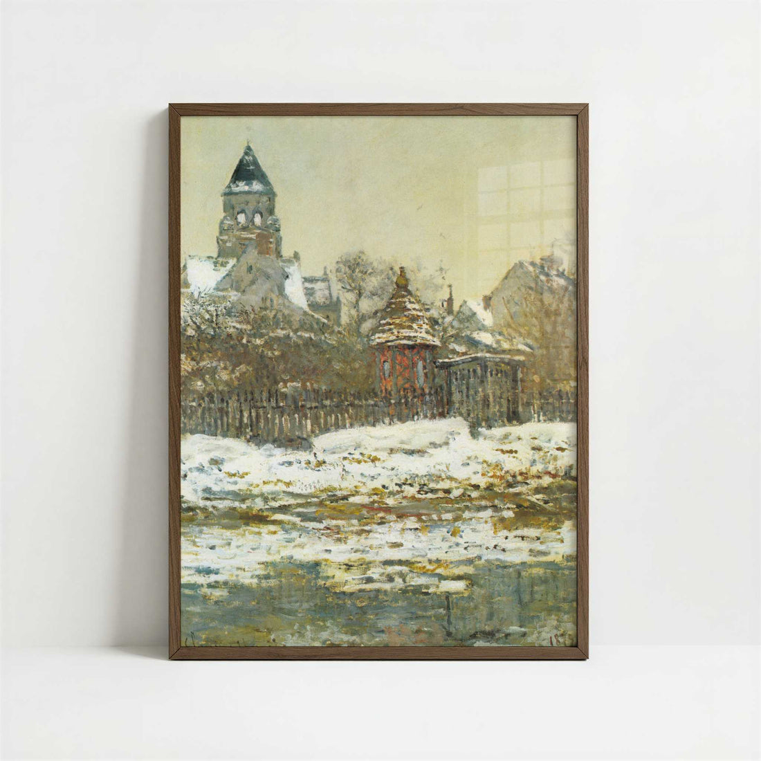 The Church at Vétheuil (1879) by Claude Monet – Art Print - Art print in dark wood frame
