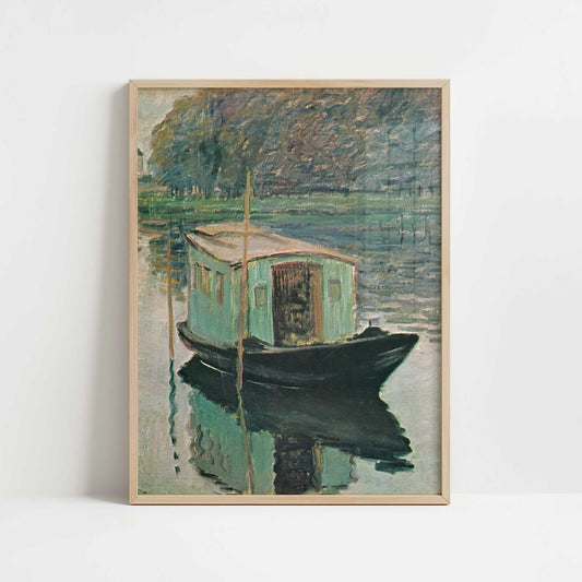 The Floating Studio (1874) by Claude Monet – Art Print - Art print in oak frame