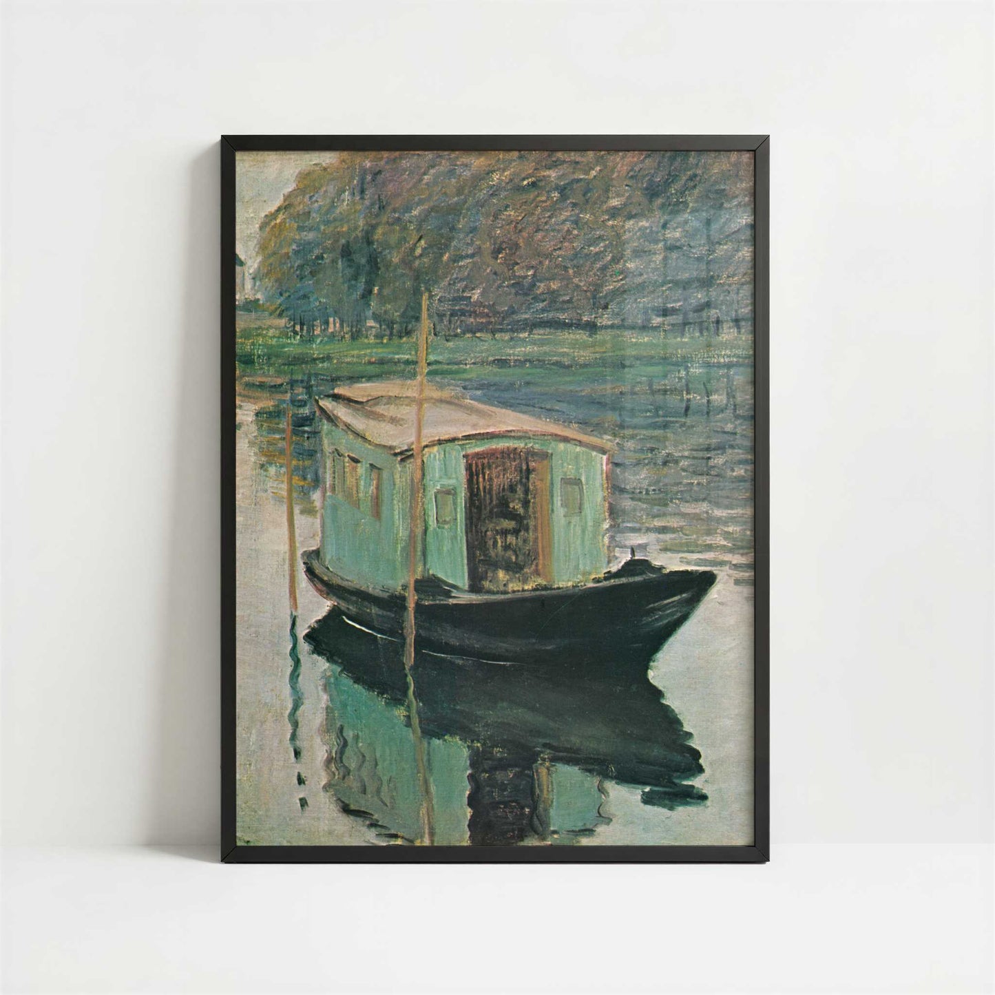The Floating Studio (1874) by Claude Monet – Art Print - Art print in black frame