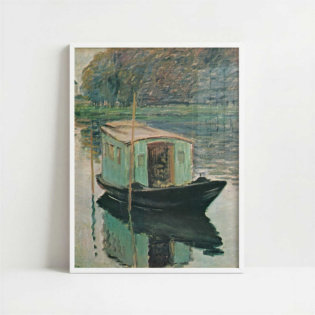 The Floating Studio (1874) by Claude Monet – Art Print - Art print in white frame