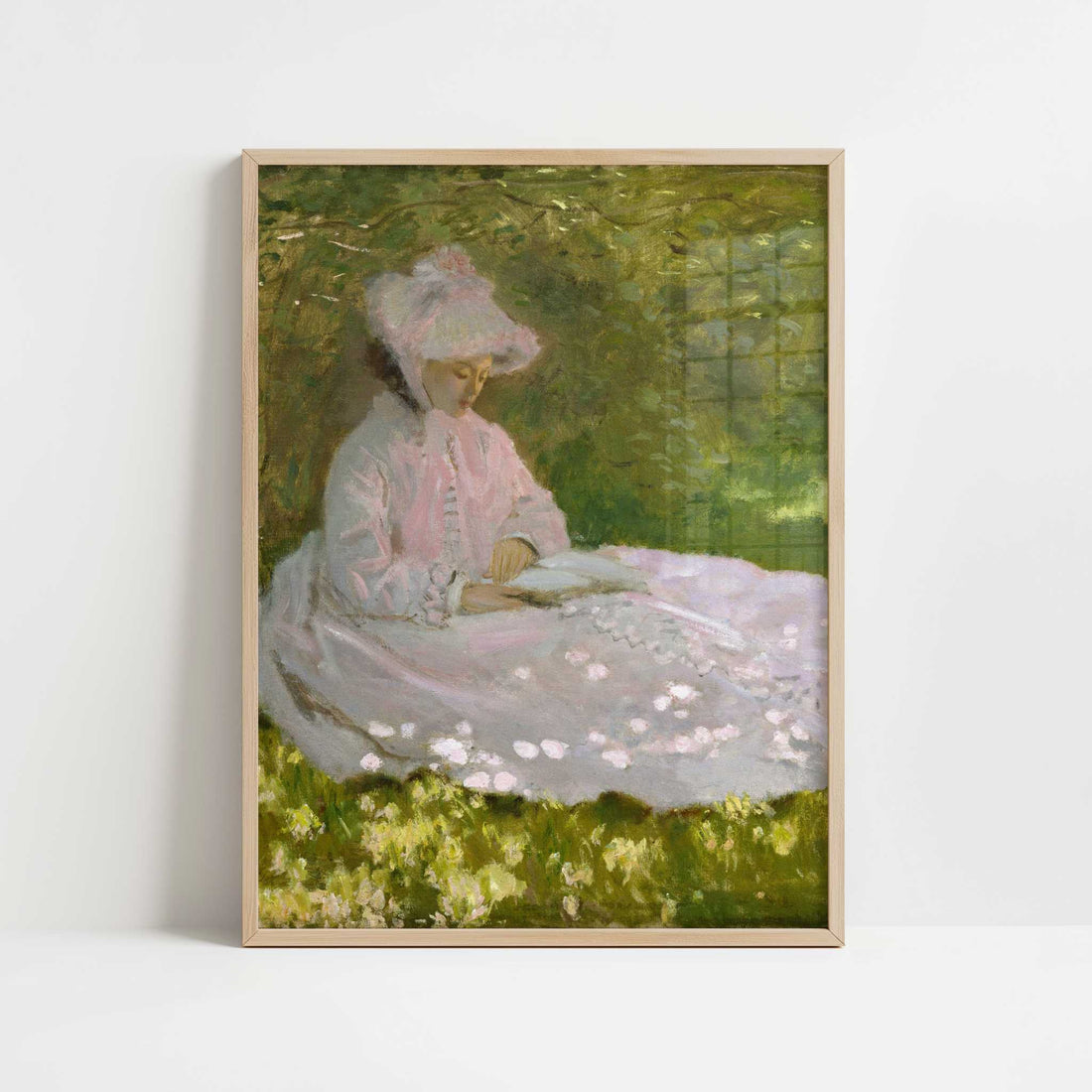 The Reader (Springtime) (1872) by Claude Monet – Art Print - Art print in oak frame
