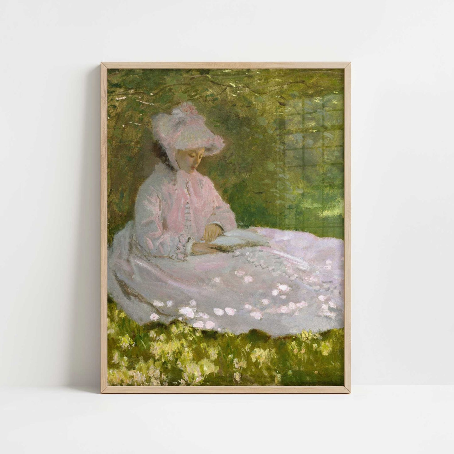 The Reader (Springtime) (1872) by Claude Monet – Art Print - Art print in oak frame
