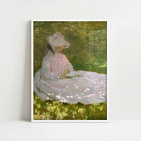 The Reader (Springtime) (1872) by Claude Monet – Art Print - Art print in white frame