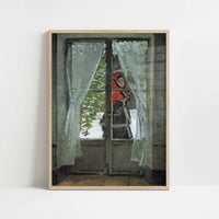 The Red Kerchief (1868–1873) by Claude Monet – Art Print - Art print in oak frame