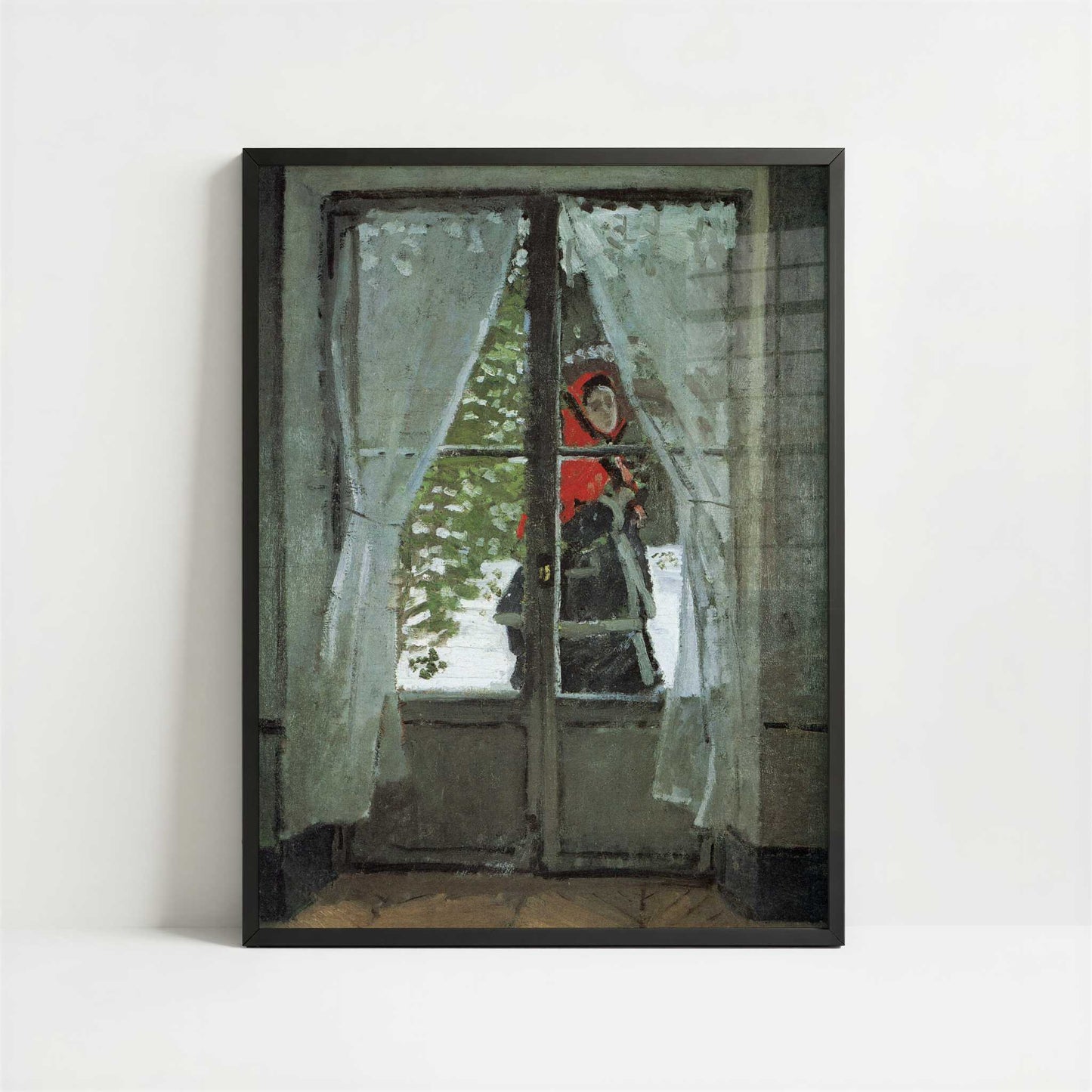 The Red Kerchief (1868–1873) by Claude Monet – Art Print - Art print in black frame