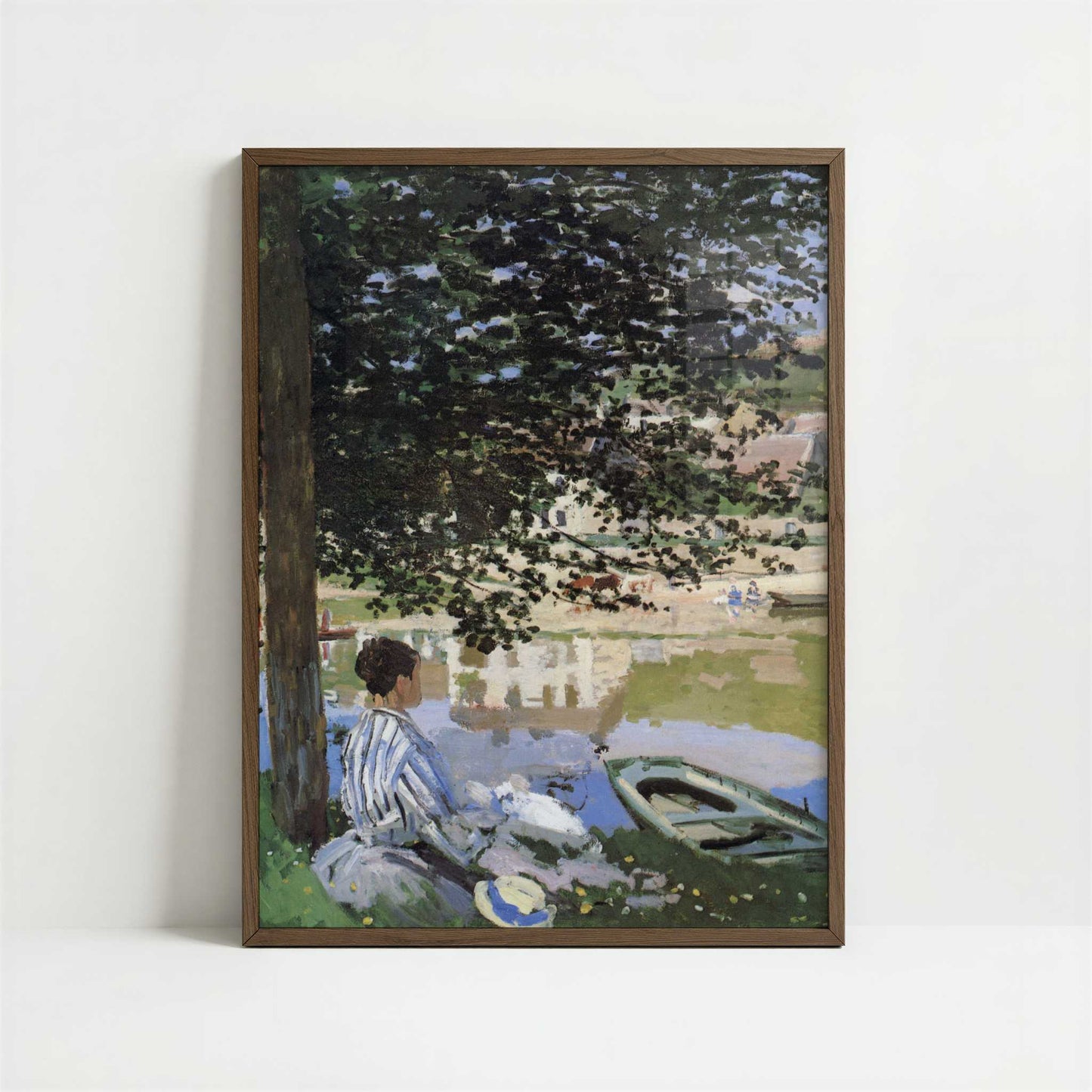 The River (1868) by Claude Monet – Art Print - Art print in dark wood frame