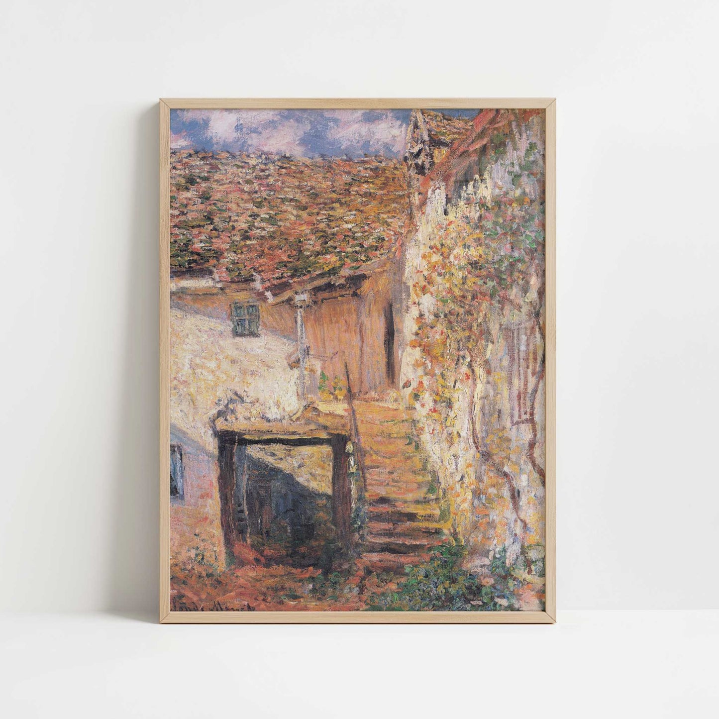 The Stairs (1878) by Claude Monet – Art Print - Art print in oak frame