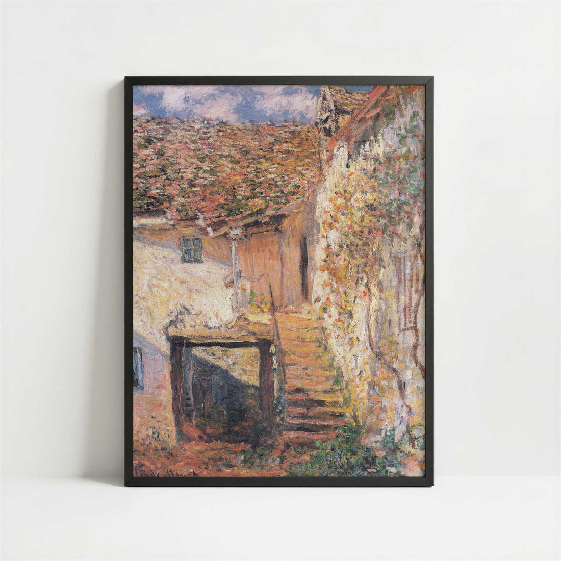 The Stairs (1878) by Claude Monet – Art Print - Art print in black frame