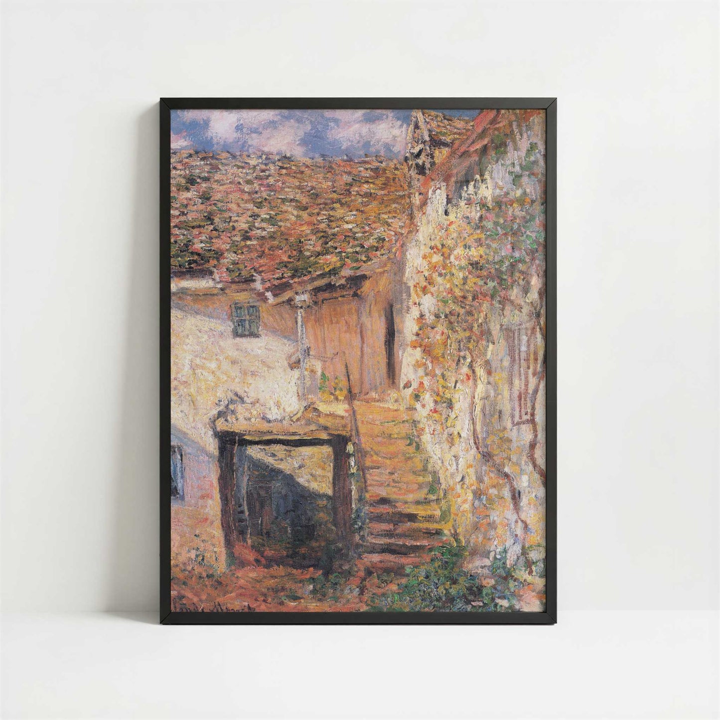The Stairs (1878) by Claude Monet – Art Print - Art print in black frame