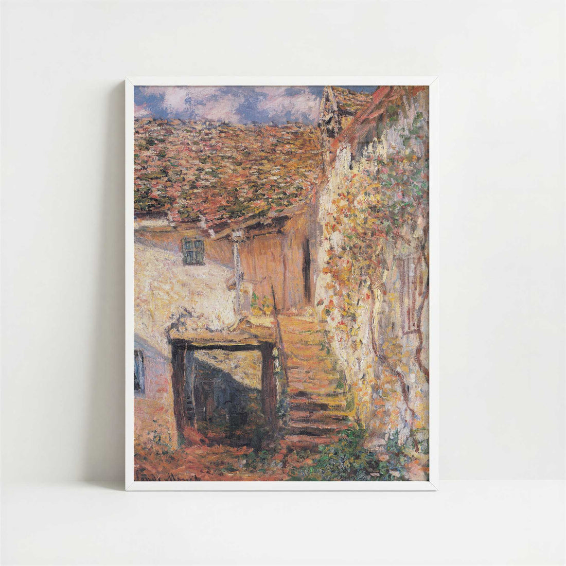 The Stairs (1878) by Claude Monet – Art Print - Art print in white frame