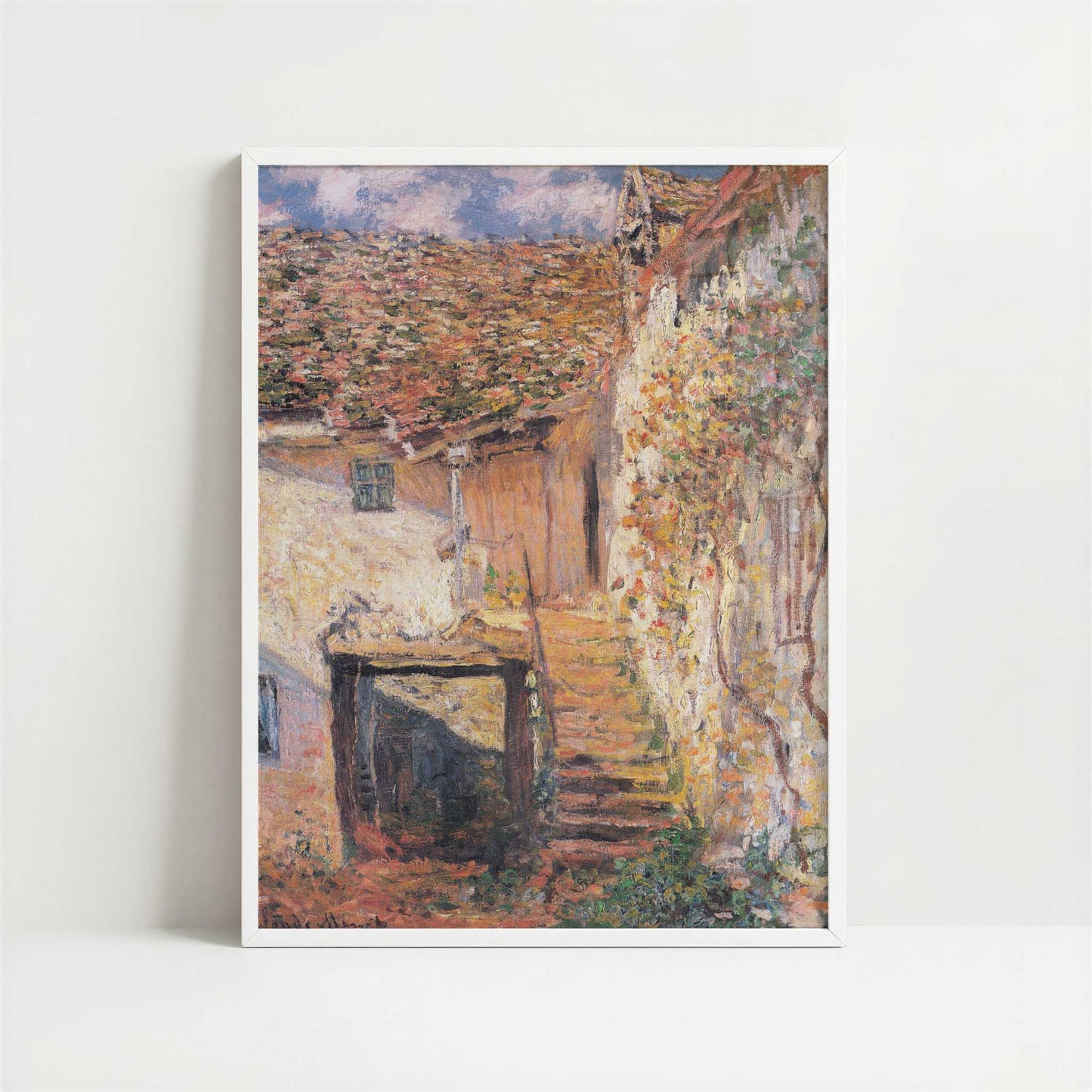 The Stairs (1878) by Claude Monet – Art Print - Art print in white frame