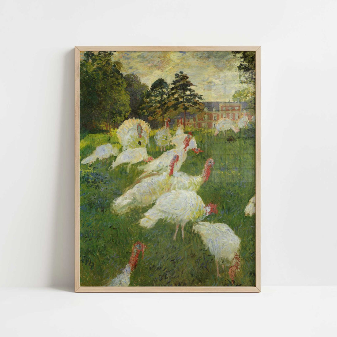 Turkeys at Montgeron (1877) by Claude Monet – Art Print - Art print in oak frame