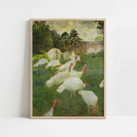 Turkeys at Montgeron (1877) by Claude Monet – Art Print - Art print in oak frame