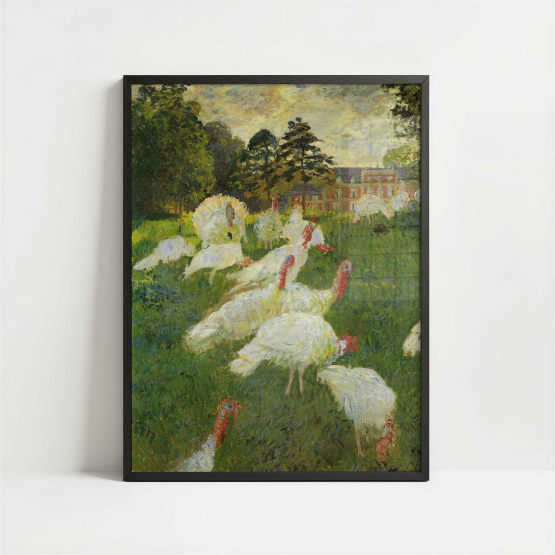 Turkeys at Montgeron (1877) by Claude Monet – Art Print - Art print in black frame