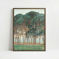 Umbrella Pines, Antibes (1888) by Claude Monet – Art Print - Art print in dark wood frame