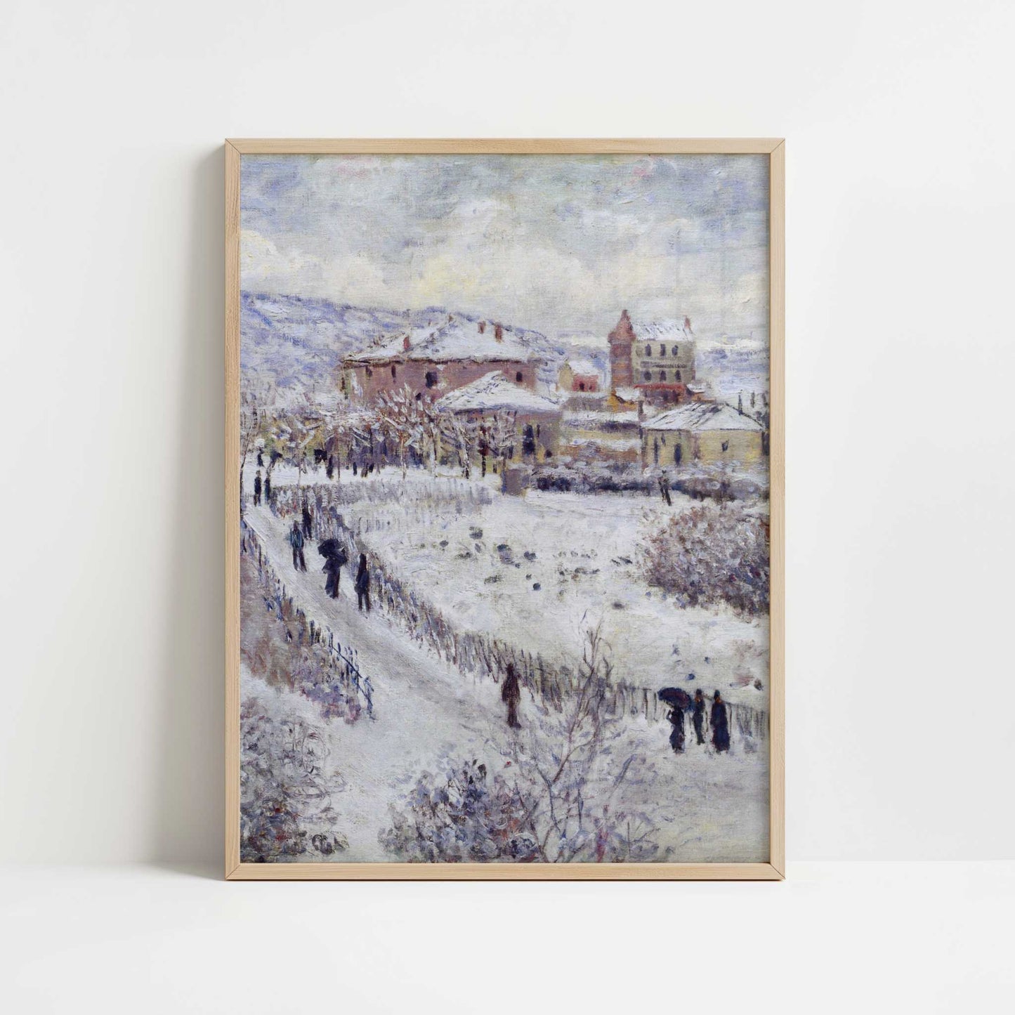 View of Argenteuil, Snow (1874) by Claude Monet – Art Print - Art print in oak frame