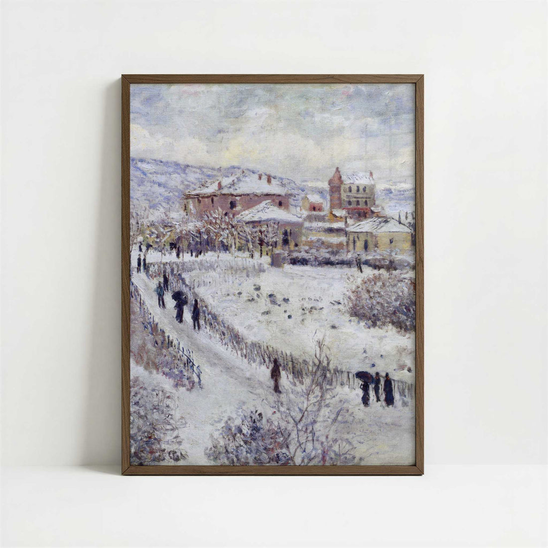 View of Argenteuil, Snow (1874) by Claude Monet – Art Print - Art print in dark wood frame
