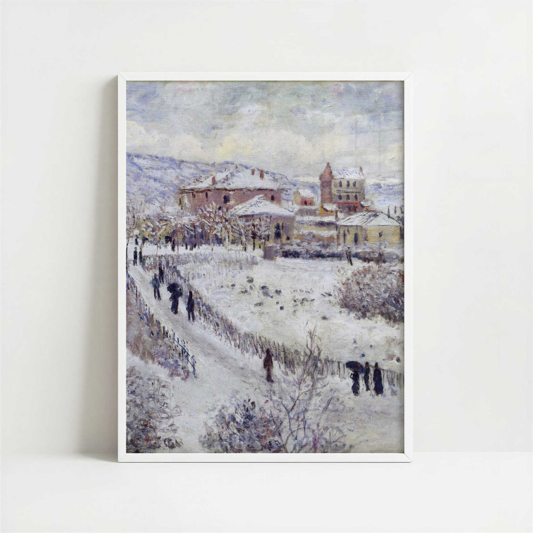 View of Argenteuil, Snow (1874) by Claude Monet – Art Print - Art print in white frame