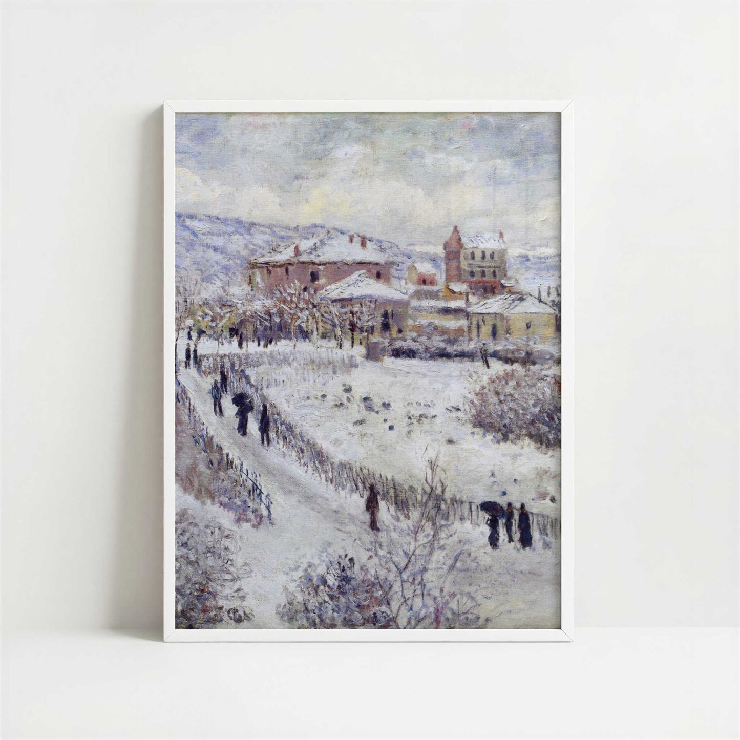 View of Argenteuil, Snow (1874) by Claude Monet – Art Print - Art print in white frame