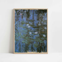 Water-lilies Blue (c.1915) by Claude Monet – Art Print - Art print in oak frame