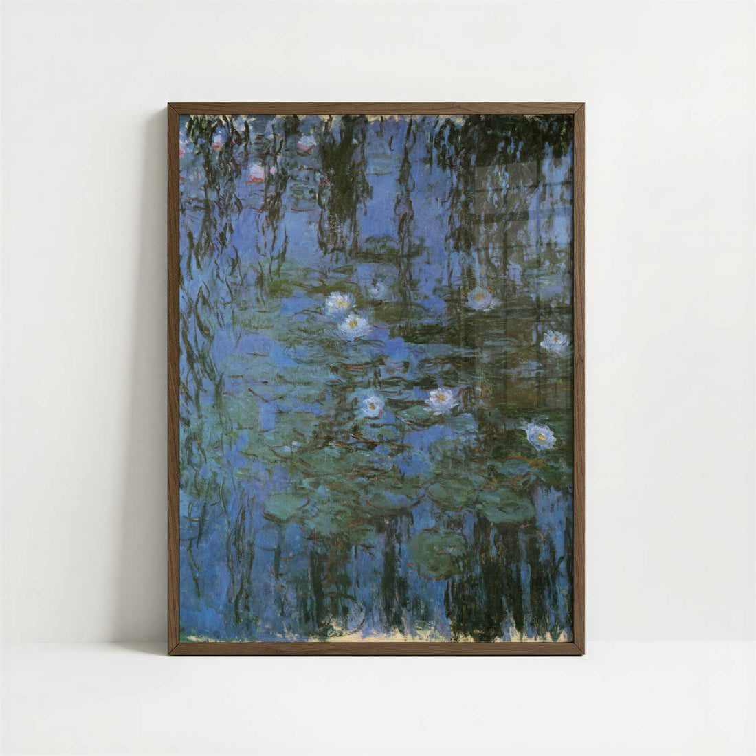 Water-lilies Blue (c.1915) by Claude Monet – Art Print - Art print in dark wood frame