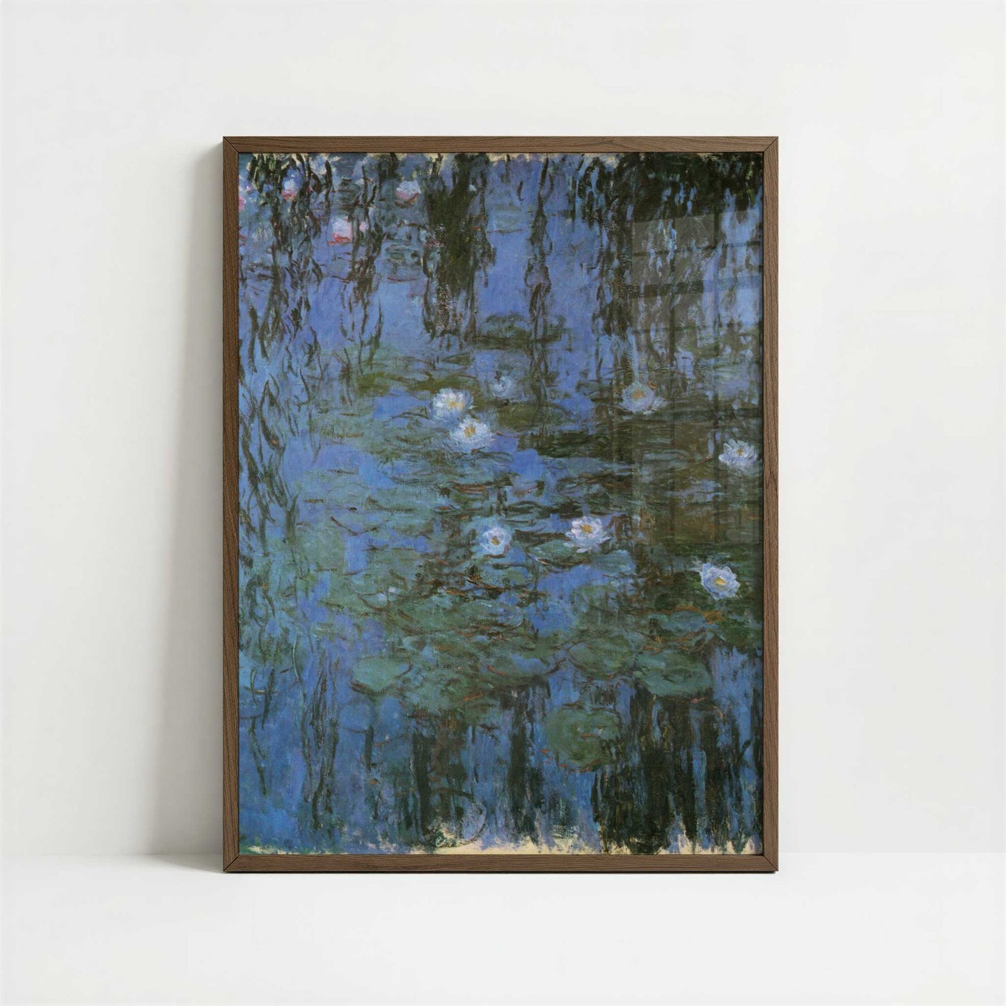 Water-lilies Blue (c.1915) by Claude Monet – Art Print - Art print in dark wood frame