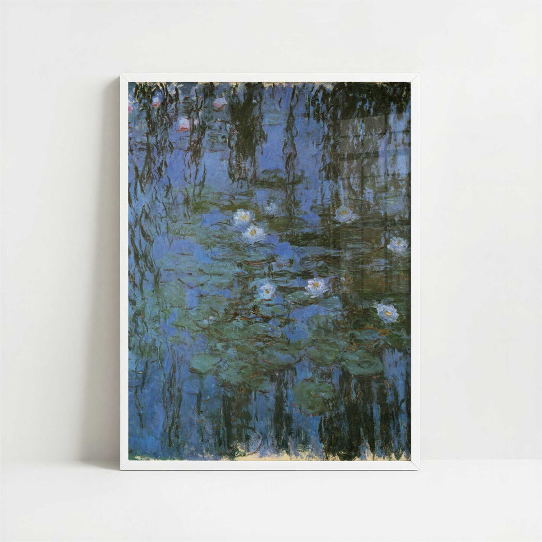 Water-lilies Blue (c.1915) by Claude Monet – Art Print - Art print in white frame