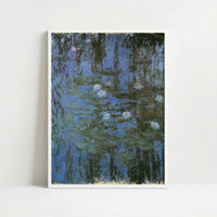 Water-lilies Blue (c.1915) by Claude Monet – Art Print - Art print in white frame