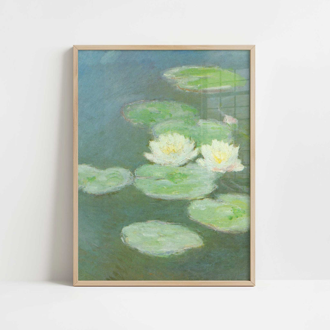 Water-lilies, evening (1908) by Claude Monet – Art Print - Art print in oak frame