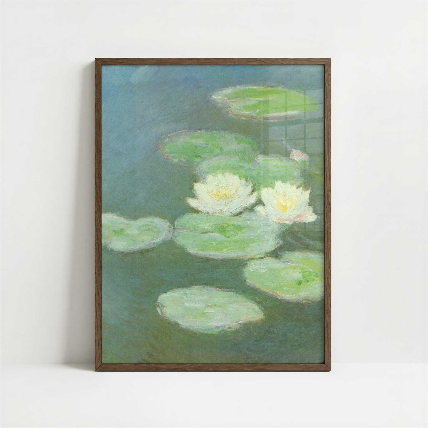 Water-lilies, evening (1908) by Claude Monet – Art Print - Art print in dark wood frame
