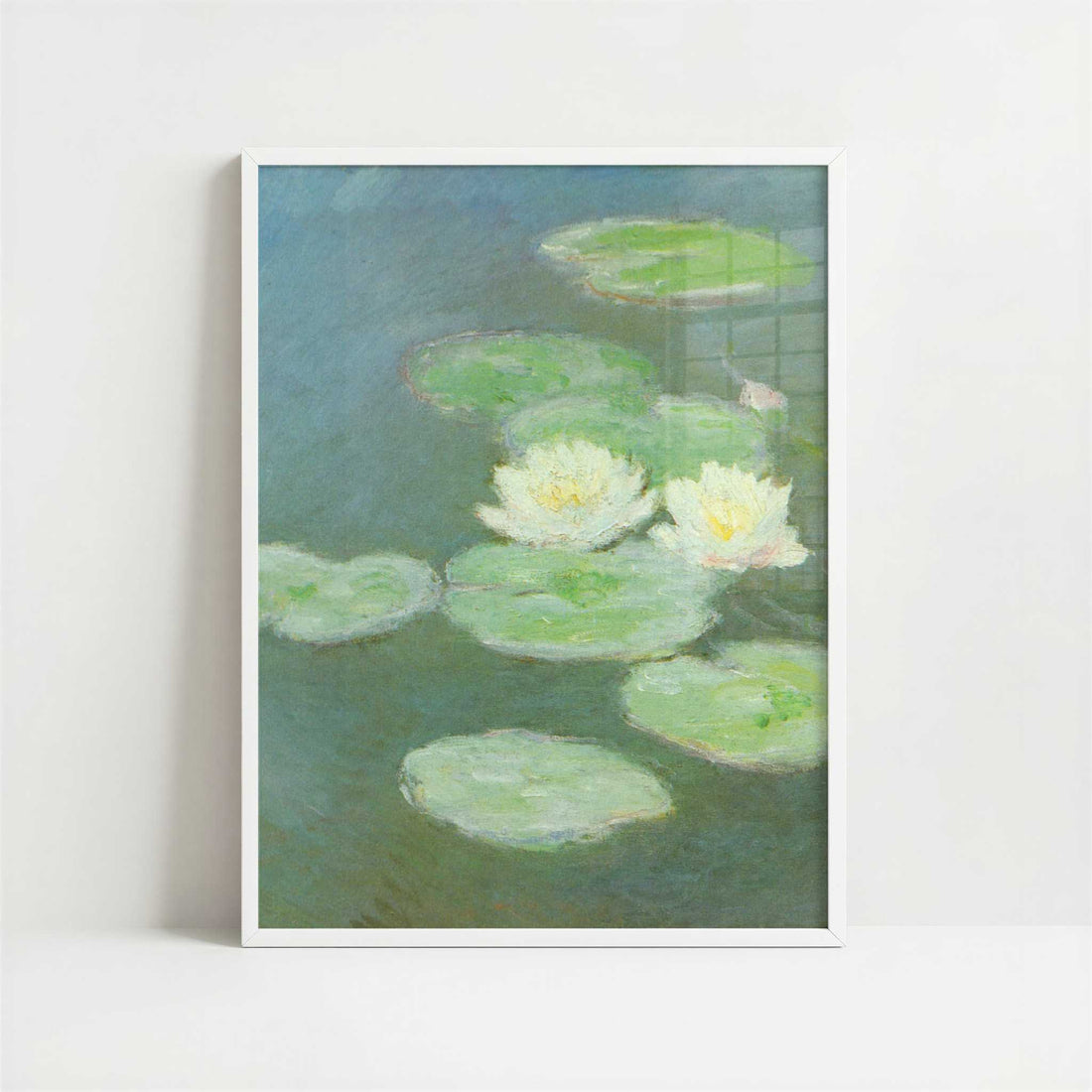 Water-lilies, evening (1908) by Claude Monet – Art Print - Art print in white frame