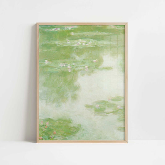 Water-lilies Green (1907) by Claude Monet – Art Print - Art print in oak frame