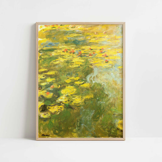 Water-lilies Green Yellow (c.1920) by Claude Monet – Art Print - Art print in oak frame