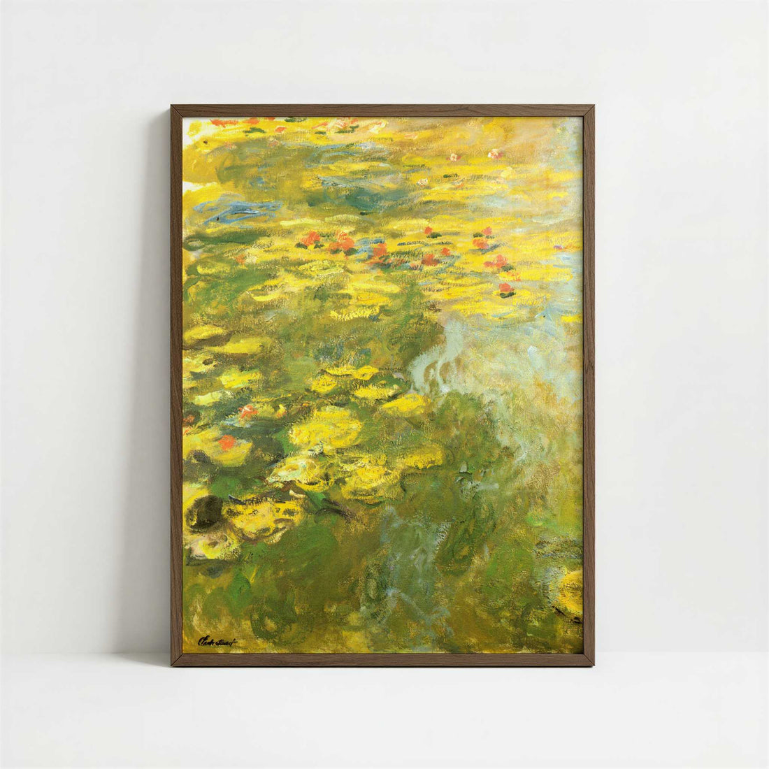 Water-lilies Green Yellow (c.1920) by Claude Monet – Art Print - Art print in dark wood frame