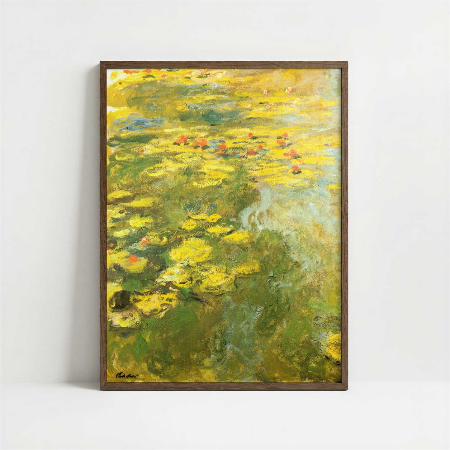 Water-lilies Green Yellow (c.1920) by Claude Monet – Art Print - Art print in dark wood frame